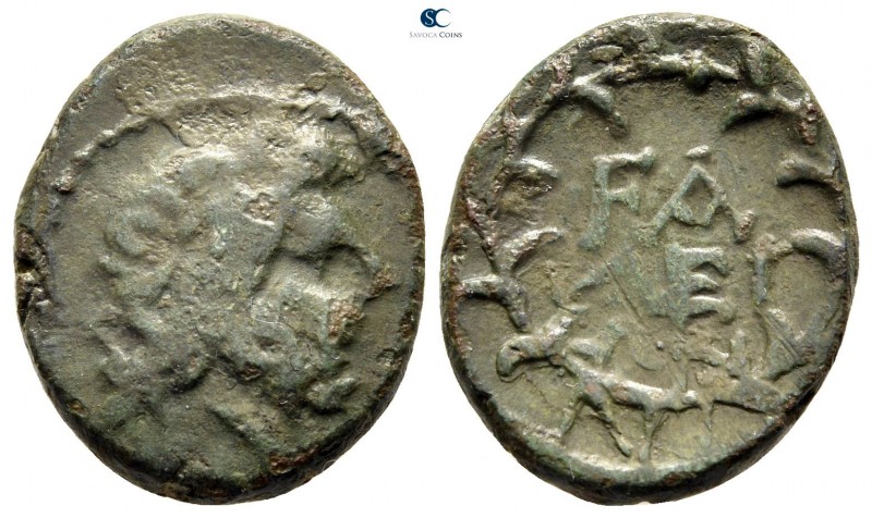 Elis. Olympia circa 150-120 BC. 
Unit Æ

19 mm., 4,95 g.

Laureate head of ...