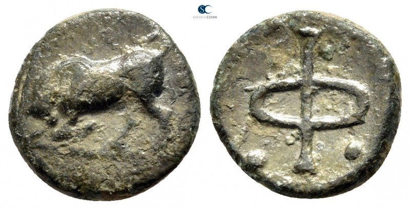 Phliasia. Phlious circa 400-350 BC. 
Chalkous Æ

12 mm., 1,25 g.

Bull butt...