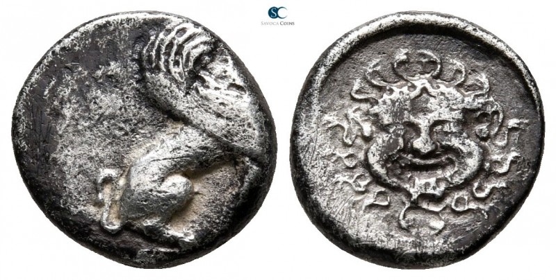 Troas. Gergis 400-350 BC. 
Hemidrachm AR

12 mm., 1,90 g.

Sphinx seated ri...