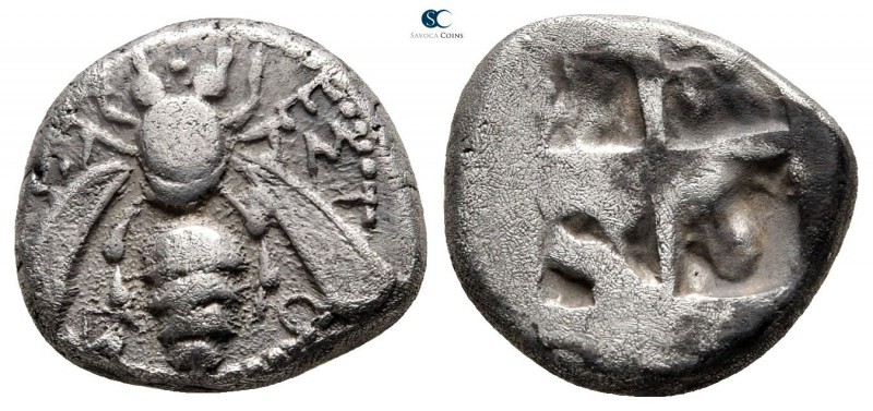 Ionia. Ephesos circa 500-420 BC. 
Drachm AR

14 mm., 3,25 g.

[ΕΦ]-EΣI-O-N,...