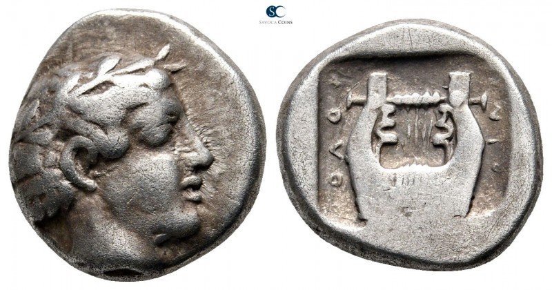 Ionia. Kolophon circa 410-400 BC. 
Drachm AR

16 mm., 5,23 g.

Laureate hea...