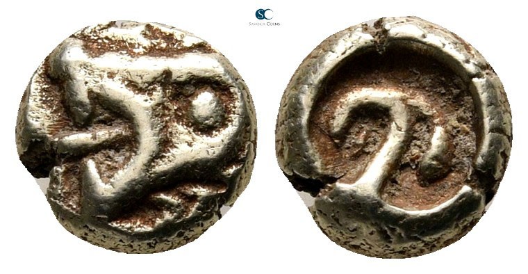 Ionia. Uncertain mint circa 600-550 BC. 
Hemihekte-1/12 Stater EL. Lydo-Milesia...