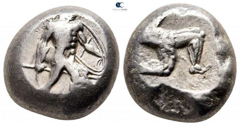 Pamphylia. Aspendos circa 465-430 BC. 
Stater AR

18 mm., 10,83 g.

Warrior...