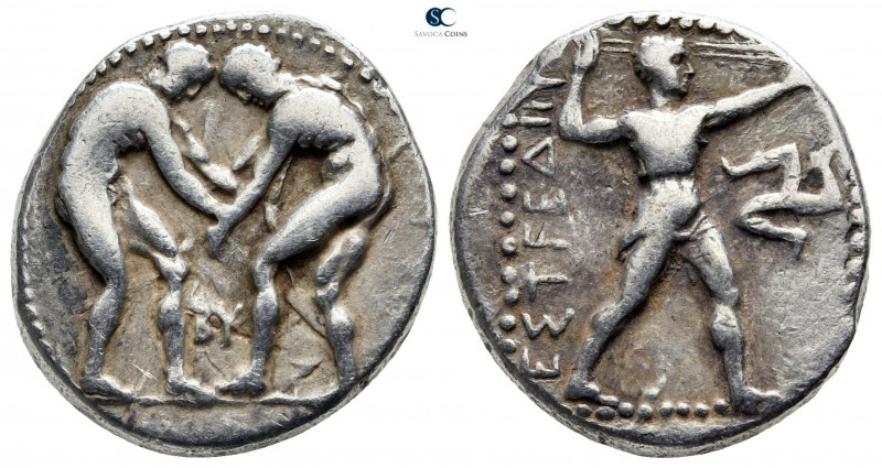 Pamphylia. Aspendos 420-370 BC. 
Stater AR

22 mm., 10,86 g.

Two wrestlers...