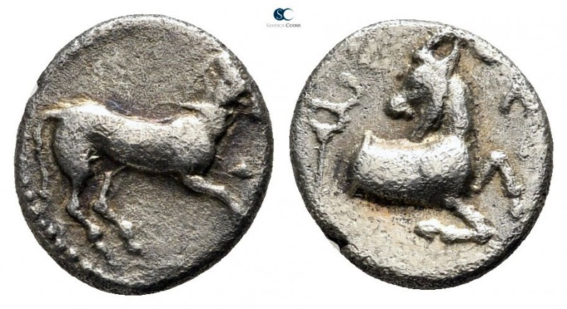 Cilicia. Kelenderis 400-350 BC. 
Obol AR

10 mm., 0,74 g.

Horse prancing r...