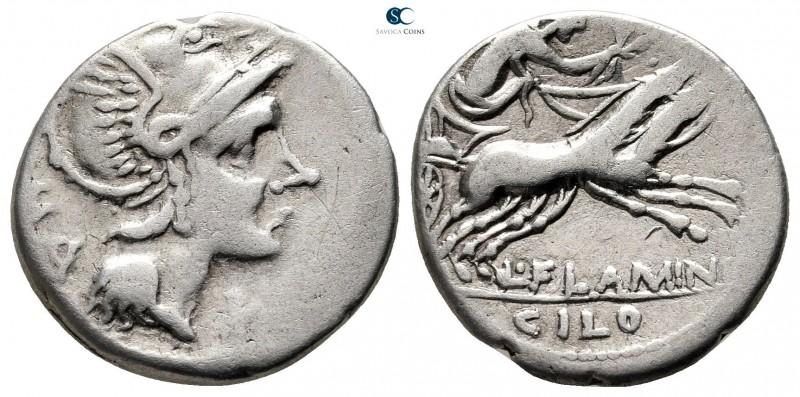 L. Flaminius Chilo 109-108 BC. Rome
Denarius AR

18 mm., 3,77 g.

[RO]MA, h...