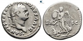 Divus Vespasianus AD 79. Struck under Titus. Rome. Denarius AR