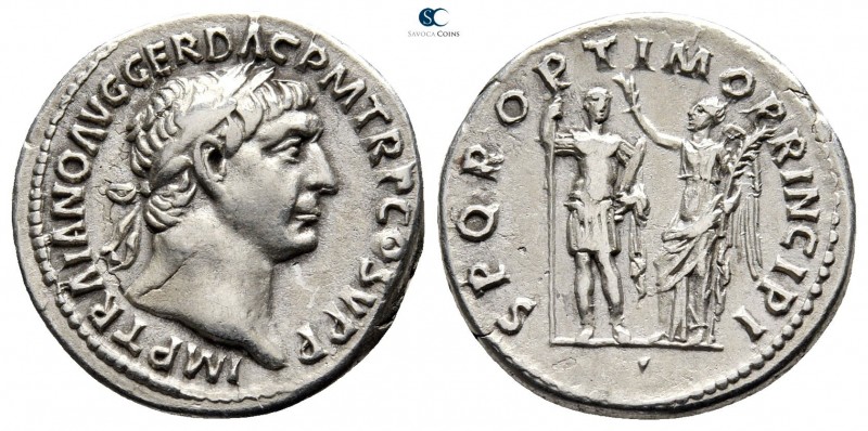 Trajan AD 98-117. Rome
Denarius AR

18 mm., 3,13 g.

IMP TRAIANO AVG GER DA...