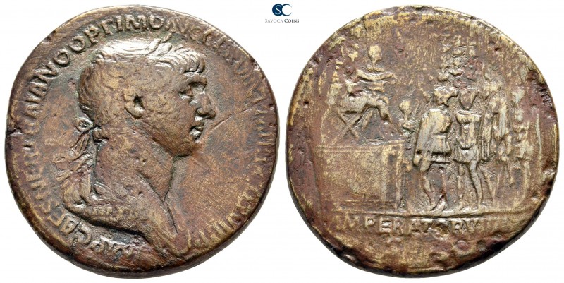 Trajan AD 98-117. Rome
Sestertius Æ

33 mm., 24,83 g.

IMP CAES NER TRAIANO...