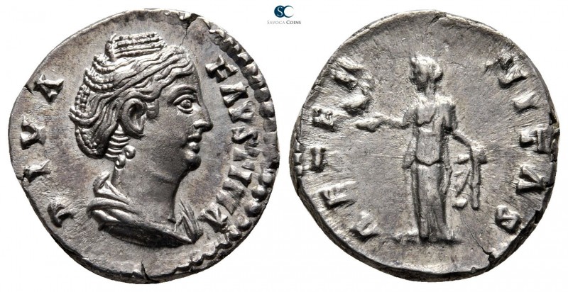 Diva Faustina I Died AD 140-141. Rome
Denarius AR

17 mm., 2,99 g.

DIVA FA...