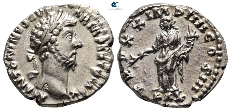 Marcus Aurelius AD 161-180. Struck AD 166. Rome
Denarius AR

17 mm., 3,29 g....