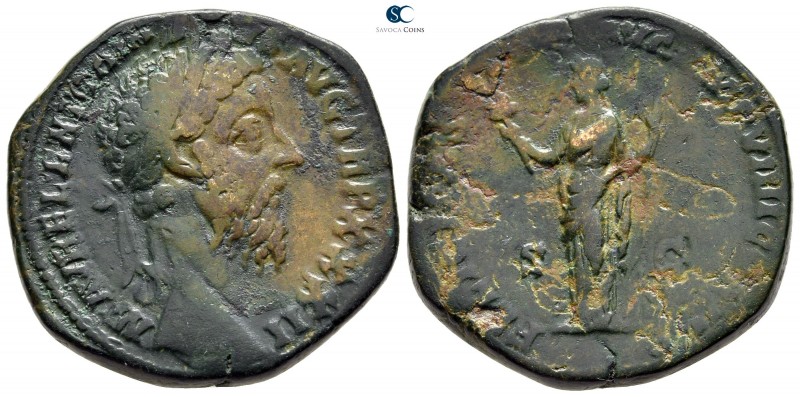 Marcus Aurelius AD 161-180. Rome
Sestertius Æ

31 mm., 23,35 g.

M AVREL AN...