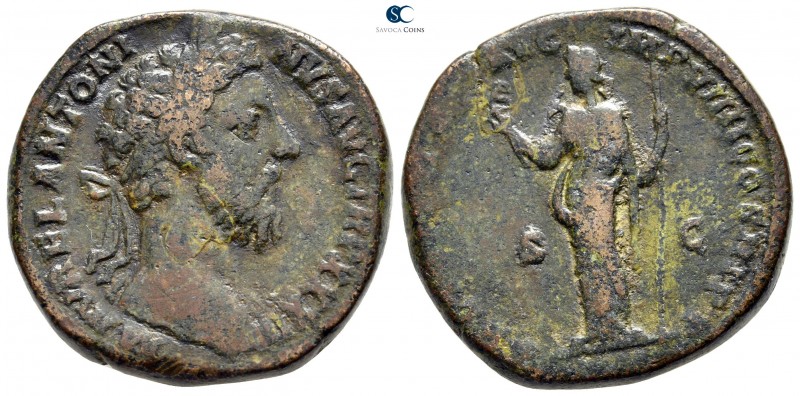 Marcus Aurelius AD 161-180. Rome
Sestertius Æ

30 mm., 26,17 g.

M AVREL AN...