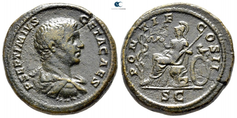 Geta as Caesar AD 198-209. Struck AD 208. Rome
As Æ

26 mm., 11,96 g.

P SE...