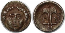 Diobol 4. Jahrhundert v. Chr 
Griechische Münzen, THRACIA. APOLLONIA PONTICA. Diobol 4. Jahrhundert v. Chr, Vs: Apollokopf v. v., Rs: Anker, l. A, r....