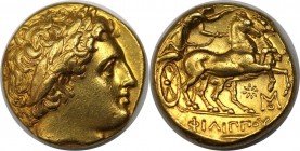 AV Stater 323 - 317 v. Chr 
Griechische Münzen, MACEDONIA. Philipp III., 323 - 317 v. Chr. Stater (8,60g. 17mm). 323-317 v. Chr. Mzst. Pella. Vs.: Ap...