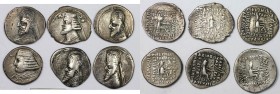 Lot von 6 Münzen 123 v. Chr - 51 n. Chr 
Griechische Münzen, Lots und Samlungen griechischer Münzen. Parthien. 123 v. Chr - 51 n. Chr, Mithradates II...
