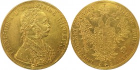 4 Dukaten 1893 
RDR – Habsburg – Österreich, KAISERREICH ÖSTERREICH. Franz Joseph I. (1848-1916). 4 Dukaten 1893, Wien, Gold. J: 487, Herinek: 48, J:...