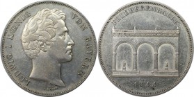 Geschichtsdoppeltaler 1844 
Altdeutsche Münzen und Medaillen, BAYERN / BAVARIA. Ludwig I. (1825-1848). Feldherrenhalle. Geschichtsdoppeltaler 1844, S...