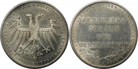 Gedenkdoppelgulden 1848 
Altdeutsche Münzen und Medaillen, FRANKFURT-STADT. Erzherzog Johann von Österreich. Gedenkdoppelgulden 1848. Silber. AKS 39....
