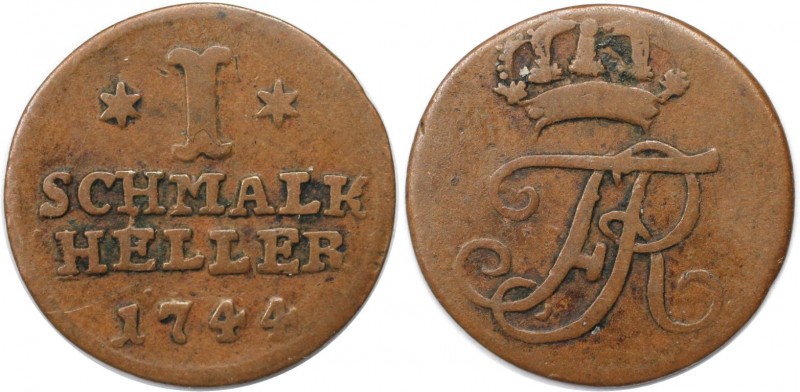 Heller 1744 
Altdeutsche Münzen und Medaillen, HESSEN - KASSEL. Heller 1744, Ku...