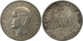 3 Mark 1909 D
Deutsche Münzen und Medaillen ab 1871, REICHSSILBERMÜNZEN. Bayern. Otto (1886-1913). 3 Mark 1909 D, Silber. Jaeger 47. Sehr Schön-Vorzü...