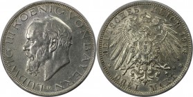 3 Mark 1914 D
Deutsche Münzen und Medaillen ab 1871, REICHSSILBERMÜNZEN. Bayern. Ludwig III. (1913-1918). 3 Mark 1914 D, Silber. Jaeger 52. Vorzüglic...