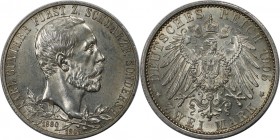 2 Mark 1905 A
Deutsche Münzen und Medaillen ab 1871, REICHSSILBERMÜNZEN, Schwarzburg-Sondershausen. Karl Günther (1880-1909). 2 Mark 1905 A, 25. Regi...