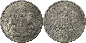 3 Mark 1914 J
Deutsche Münzen und Medaillen ab 1871, REICHSSILBERMÜNZEN, Hamburg. Freie Hansestadt. 3 Mark 1914 J, Silber. Jaeger 64. Vorzüglich-Stem...