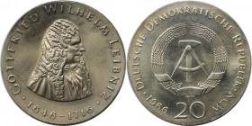 20 Mark 1966 A
Deutsche Münzen und Medaillen ab 1945, Deutsche Demokratische Republik bis 1990. 20 Mark 1966 A, Zum 250. Todestag von Gottfried Wilhe...