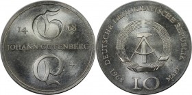 10 Mark 1968 A
Deutsche Münzen und Medaillen ab 1945, Deutsche Demokratische Republik bis 1990. 10 Mark 1968 A, Zum 500. Todestag von Johannes Gutenb...