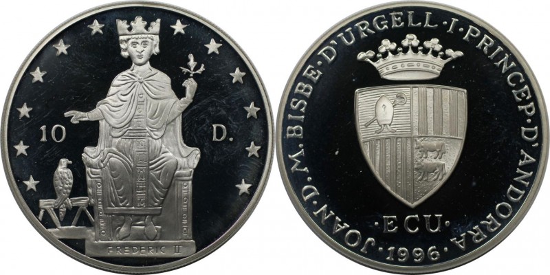 10 Diners 1996 
Europäische Münzen und Medaillen, Andorra. Friedrich II. 10 Din...