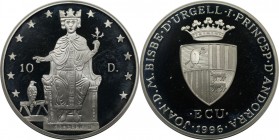 10 Diners 1996 
Europäische Münzen und Medaillen, Andorra. Friedrich II. 10 Diners 1996, Silber. 0.94 OZ. KM 119. Polierte Platte