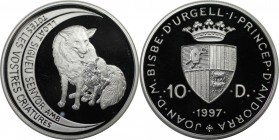 10 Diners 1997 
Europäische Münzen und Medaillen, Andorra. Fuchs. 10 Diners 1997, Silber. 0.93 OZ. KM 131. Polierte Platte