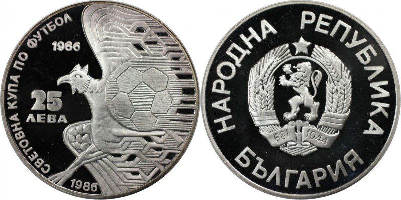 25 Leva 1986 
Europäische Münzen und Medaillen, Bulgarien / Bulgaria. Fussball ...