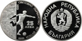 25 Leva 1986 
Europäische Münzen und Medaillen, Bulgarien / Bulgaria. Fussball WM 1986 in Mexico. 25 Leva 1986, Silber. 0.69 OZ. KM 194. Polierte Pla...