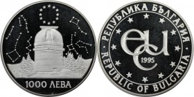 1000 Leva 1995 
Europäische Münzen und Medaillen, Bulgarien / Bulgaria. Integration in die EU - Sternwarte. 1000 Leva 1995, Silber. 1.0 OZ. KM 217. P...