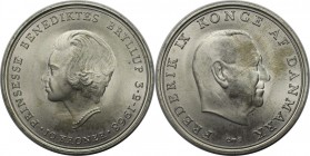 10 Kroner 1968 
Europäische Münzen und Medaillen, Dänemark / Denmark. Prinzessin Benedikt. Frederik IX. (1947-1972). 10 Kroner 1968, Silber. KM 857. ...