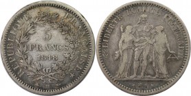 5 Francs 1848 BB
Europäische Münzen und Medaillen, Frankreich / France. Herkulesgruppe. 5 Francs 1848 BB, Silber. KM 756.2. Schön-sehr schön