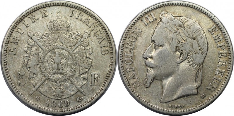 5 Francs 1869 BB
Europäische Münzen und Medaillen, Frankreich / France. Napoleo...