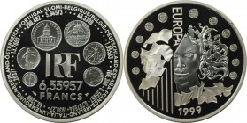 6.55957 Francs 2000 
Europäische Münzen und Medaillen, Frankreich / France. Europäische Atr Styles - Europa. 6.55957 Francs 2000, Silber. KM 1255. Po...