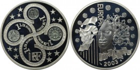 1 1/2 Euro 2003 
Europäische Münzen und Medaillen, Frankreich / France. Europäische Währungsunion. 1 1/2 Euro 2003, Silber. KM 1338. Polierte Platte...