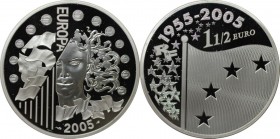 1-1/2 Euro 2005 
Europäische Münzen und Medaillen, Frankreich / France. Europa Währungen Paritäten. 1-1/2 Euro 2005, Silber. KM 1434. Polierte Platte...