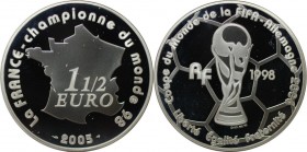 1-1/2 Euro 2005 
Europäische Münzen und Medaillen, Frankreich / France. Fußball WM Pokal. 1-1/2 Euro 2005, Silber. Polierte Platte