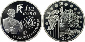 1 1/2 Euro 2006 
Europäische Münzen und Medaillen, Frankreich / France. Europäische Währungsunion, 7. Ausgabe. 120. Geburtstag von Robert Schuman. 1 ...