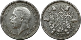6 Pence (Sixpence) 1927 
Europäische Münzen und Medaillen, Großbritannien / Vereinigtes Königreich / UK / United Kingdom. George V. (1910-1936). 6 Pe...