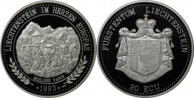 20 Ecu 1993 
Europäische Münzen und Medaillen, Liechtenstein. Schloß Vaduz. 20 Ecu 1993, Silber. Polierte Platte