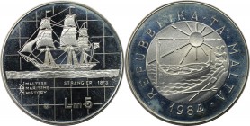 5 Liri 1984 
Europäische Münzen und Medaillen, Malta. 5 Liri 1984, Silber. 0.59 OZ. KM 67. Polierte Platte