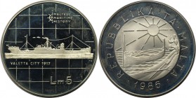 5 Liri 1986 
Europäische Münzen und Medaillen, Malta. 5 Liri 1986, Silber. 0.59 OZ. KM 83. Polierte Platte