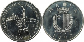 5 Liri 1990 
Europäische Münzen und Medaillen, Malta. Papstbesuch John Paul II. 5 Liri 1990, Silber. 0.85 OZ. KM 90. Stempelglanz